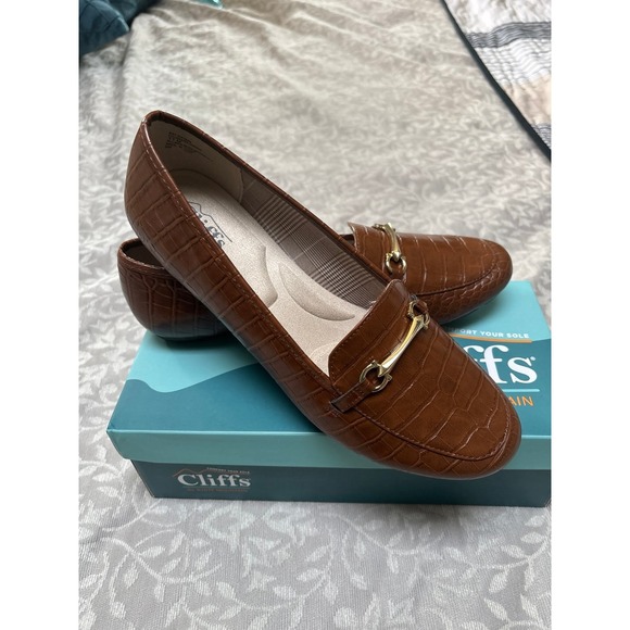 Cliffs by White Mountain Glowing Brown Croco Print Bit Loafers womens11 - Picture 1 of 9